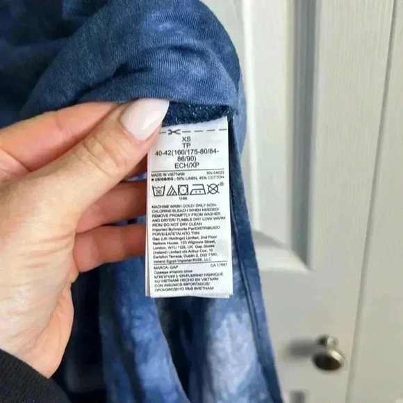 GAP | Blue Tie Dye | Linen Blend | Maxi Shirt Dress | size XS - Picture 5 of 6